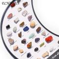 Natural Stone Collection Box 32-piece Assorted Faux Gemstone Kit Moon Shape Natural Stone Box Educational Mineral Learning Display Perfect Gift for Stone Collectors Natural Stone Storage Box. 