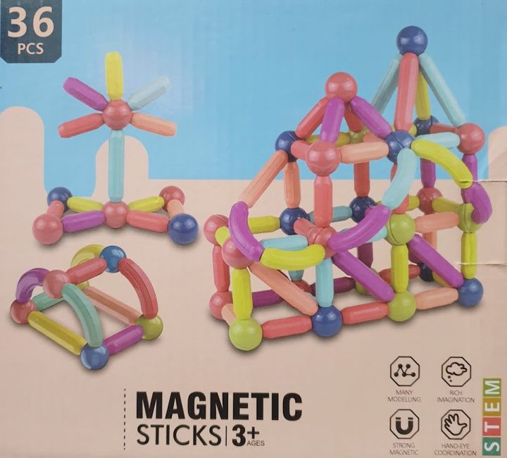 36 PCS Building Blocks Toy Magnetic Construction Set Magnet Ball Sticks Rod Games Montessori Educational Toys For