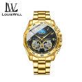 LouisWill Men's Watch Double Tourbillon Hollow Calendar Watch Luminous Watch Steel Band Watch Men's Fashion Steel Watches 30M Waterproof Wristwatches  Watches For Men With Free Box. 