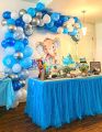 Balloon Garland Arch Kit Blue and White Silver 16Ft Long 100pcs Balloons Pack For Boy Baby Shower Birthday Party Centerpiece Backdrop Background Decorations.