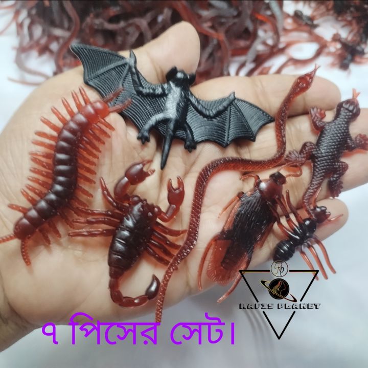 7 pieces silicone Chinese soft life like toy, cockroach, bat, lizard, ant, snake, scorpion, centipede