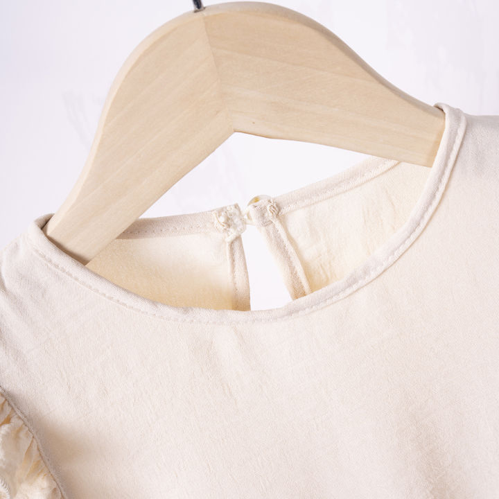 Shang%20children's%20clothing%202024%20summer%20girls%20solid%20color%20ruffled%20small%20flying%20sleeves%20casual%20fashion%20dress%20-%20Image%204