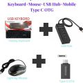 Unique Combo Offer Keyboard + Mouse + Usb Hub + Mobile Type C Otg - Complete Solution To Your Connectivity Needs Perfect For On-The-Go Users. 