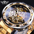 One piece dropshipping winner watch men's fashion casual classic pop openwork rhinestone manual mechanical watch.