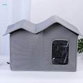 Dog House Foldable Pet Shelter for Courtyard Kittens or Small Dogs Indoor Gray. 