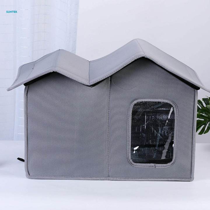 Dog House Foldable Pet Shelter for Courtyard Kittens or Small Dogs Indoor Gray