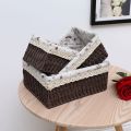 Rattan Desktop Storage Box Woven Snack Cosmetics Toy Storage Basket Household Fabrics Coffee Table Sundries Key Basket. 