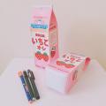 Cute Pouch Bag Milk Box Strawberry Pen Box Pencil Students School Stationery Bag.