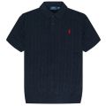Ralph Lauren Cable-Knit Cotton Polo Sweater – Navy Blue. 