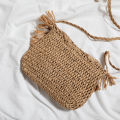 Summer Tassel Straw Shoulder Bag for Women Paper Rope Hook Hand-woven Casual Handbags Beach Travel Girls Crossbody Flap Bags. 