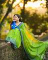Pure Cotton Saree For Women - Light Green with blue Par - 12 hat saree - Perfect For All Seasons and Occasions. 