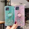Casinglee for Samsung Galaxy A22 5G case Shiny Ring Glitter Soft Transparent Holder Stand Back cover with String for Samsung A22 5G Phone cases cover Stars Moon Girls For girls and Boys. 