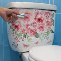 Flower Toilet Sticker Beautiful Rose Flower Butterflies Toilet Sticker Waterproof Pvc Wall Art Decal for Bathroom Decoration Buyers' Favorite Pink Flower Sticker.
