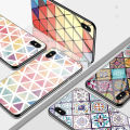 Jizetin for Vivo V25 5G / V25E Glass Back Cover Decorative Pattern Glossy Tempered Glass Shockproof Soft Edge Phone Cases. 