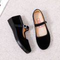 Old Beijing Cloth Shoes Women's Shoes Flat Pumps Large Size Work Shoes Black Hotel Work Shoes Non-Slip Mom Shoes Soft Bottom. 