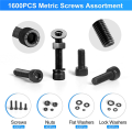 1600Piece Hex Socket Head Cap Machine Screws Nuts and Bolts Assortment Kit Steel Metric Screw Assortment Metric Bolt Assortment. 