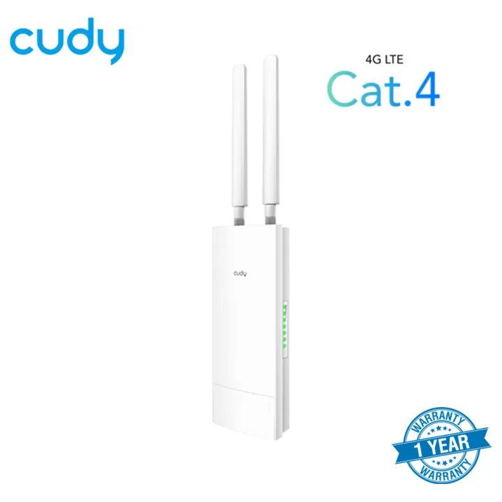 Cudy LT400 Outdoor 4G Cat4 N300 Wi-Fi Outdoor Router - Antenna: 2× Internal & 2× External Detachable Antennas - Band: 2.4GHz - Data Speed: 300Mbps - Access Control, Local Management, Remote Management, Wake on LAN - 1800sqft coverage