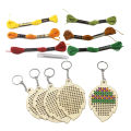 5Pcs Wooden Leaves with Colour Embroidery Threads DIY Craft Kit Home Decor Cross-stitch Keyring. 