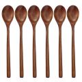 Wooden Spoons, 6 Pieces Wood Soup Spoons for Eating Mixing Stirring Cooking, Long Handle Spoon with Japanese Style Kitchen Utensil. 