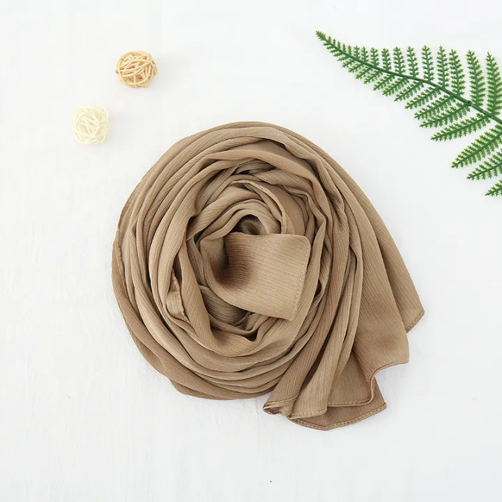 Imported%20plain%20Satin%20Silk%20Chiffon%20Crinkle%20Hijab/%20Scarf%20-%20Image%203