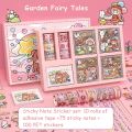 Kawaii 100 Hand Account Stickers Note Gift Box Children's Girl Cute Tape Stickers Cut-free Waterproof Decorative Stickers Set. 