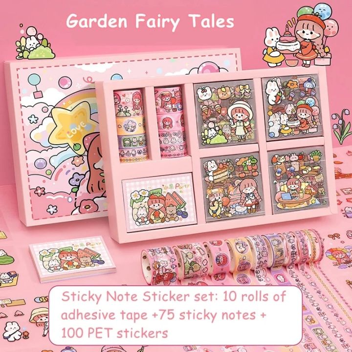 Kawaii%20100%20Hand%20Account%20Stickers%20Note%20Gift%20Box%20Children's%20Girl%20Cute%20Tape%20Stickers%20Cut-free%20Waterproof%20Decorative%20Stickers%20Set%20-%20Image%207