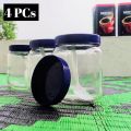 Good quality 400 ml. 04 Pcs Glass Jar for Kitchen & Dining. Glassware Food container with new cap..