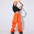 Ballroom Kids Hip Hop Clothing Oversize T Shirt Orange Casual Cargo Pants for Girl Boy Jazz Street Wear Dance Costume Clothes. 