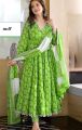 Readymade Stylish Ladies Dilruba Gown Set Arbit Fabric ambush print Blue color Kurti for women.