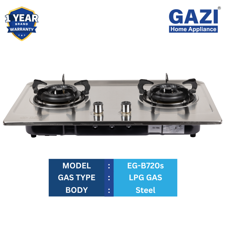 Gazi EG-B720S Stainless Steel Smiss Gas Stove LPG FIX