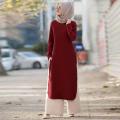 Muslim Traditional modest clothing tunic Top Trousers two-pieces Set Solid color Modest Muslim Women Suit set.
