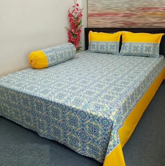 Cotton%20King%20Size%20Bedsheet%20With%20Two%20Pillow%20Cover%20Size%207/8%20Feet%20Head%20Pillow%20cover%20Size%2020/28%20Inch%20And%20side%20Pillow%20cover%20Size%20Round%2034%20Long%2039%20InchEasy%20Maintainance%20Hand%20Washable%20-%20Image%202