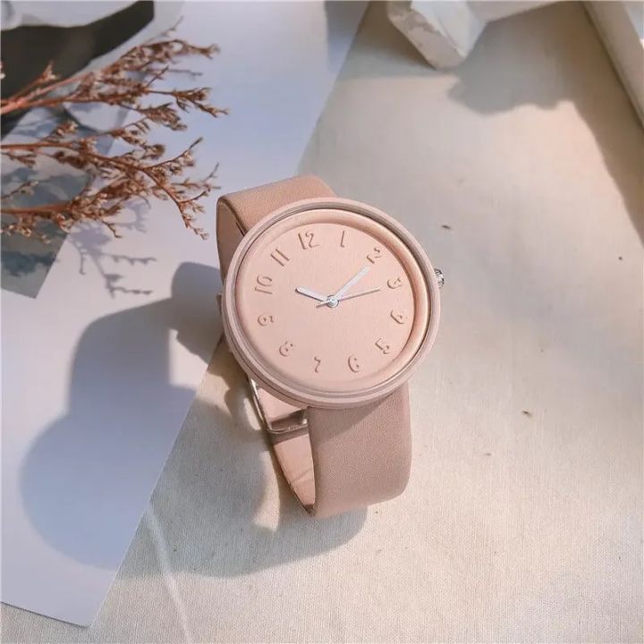 Simple Fashion Makaron Simple Women Watch Ins High Beauty Student Man And Women Style Round Leisure Vintage Quartz Wristwatch