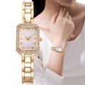 Luxury Women's Watch 2023 New Simple Square Full Diamond Digital Quartz Watch Gold Stainless Steel Bracelet Women's Dress Clock. 