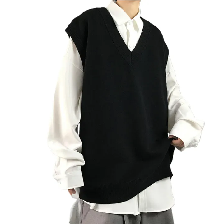Men%20Sweater%20Vest%20V%20Neck%20Knitted%20Sweater%20Sleeveless%20All%20Match%20Spring%20Sweater%20for%20School%20Male%20Loose%20Korean%20Preppy%20Style%20Streetwear%20-%20Image%202
