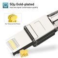 ZoeRax Cat8 Cat7 Cat6A RJ45 Connector, Tool-Free Toolless Shielded Ethernet Termination Plug for Solid Bulk S/FTP Ethernet Cable.