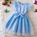 GC Toddler Baby Girl Tulle Tutu Dress Round Neck Ruffle Sleeve Outfit Star Sequins Bow Waistband Princess Dress. 