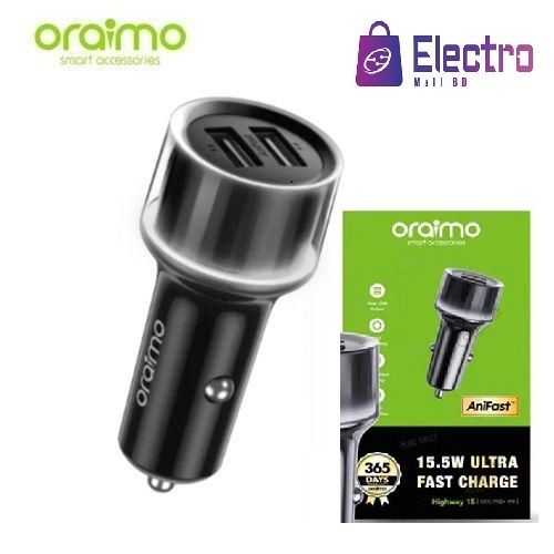Oraimo Highway 15 โ Smart Dual USB Car Charger (15.5W)