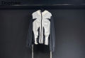 2024 Summer Black White Contrast Color Hooded Zipper Chic Coats Sun Protection Casual Long Sleeve Jacket Thin Design Hoodies Top. 