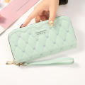 PU Leather Long Wallets for Women Credit Card Holder Zipper Clutch Purses Heart Embroidery Money Bag Wallet Carteras Para Mujer.
