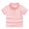 GC Boys Lapel Short Sleeves T-shirt Simple Solid Color Tops Summer Cotton Breathable Shirt For 1-10 Years Old Kids. 