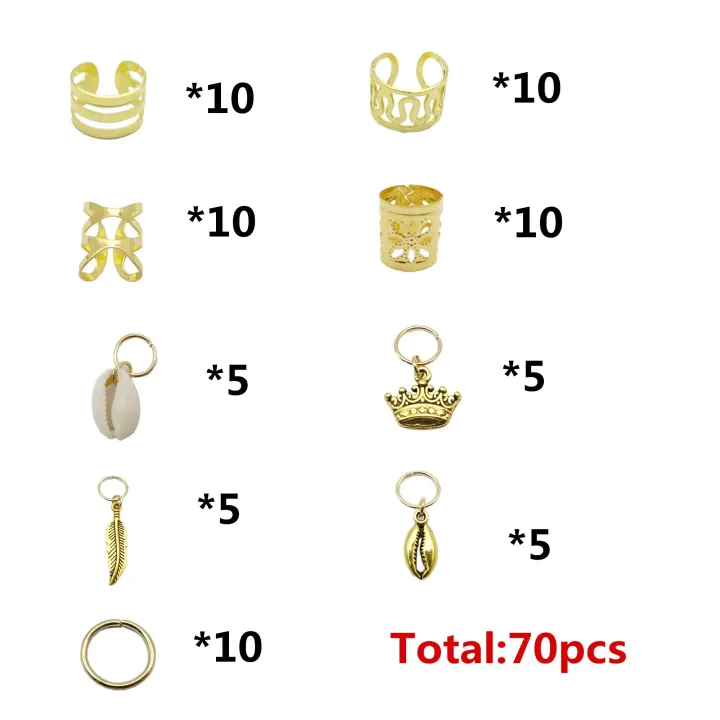 70Pcs%20Hair%20Braid%20Dreadlocks%20Beads%20Rings%20Clips%20DIY%20Braiding%20Metal%20Cuffs%20Jewelry%20Pendants%20for%20Women%20Girls%20Hair%20Accessories%20-%20Image%203
