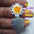 WARM White 3W LED SMD Chip DC 18-20V C12 With Metal Plate Heatsink Heat Sink Aluminum Base 20mm PCB DIY LED Light Bulbs. 
