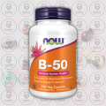 NOW Vitamin B-50 - 100 Veg Capsules - with B-Complex - for Nervous System Health & Energy Production. 