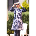 Muslim Swimwears Women Printed Stretch Full Cover Hijab Long Sleeves Sport swimming Togs 3pcs Lslamic Burkinis Wear Bathing Suit. 