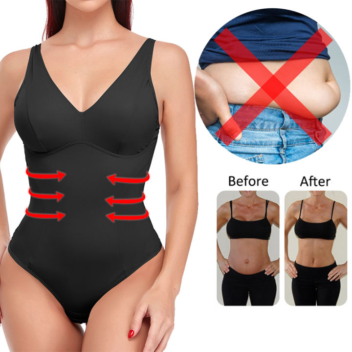 Shapewear%20Bodysuit%20Thong%20Body%20Shaper%20for%20Women%20Waist%20Trainer%20Corset%20Deep%20V%20Neck%20Slimming%20Underwear%20Built-in%20Bra%20Camisoles%20Tops%20-%20Image%205