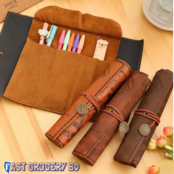 Vintage%20Pirate%20Compass%20Pocket%20Map%20Roll%20Pen%20Pencil%20Leather%20Case%20Pouch%20Caribbean%20Bag%20-%20Image%202