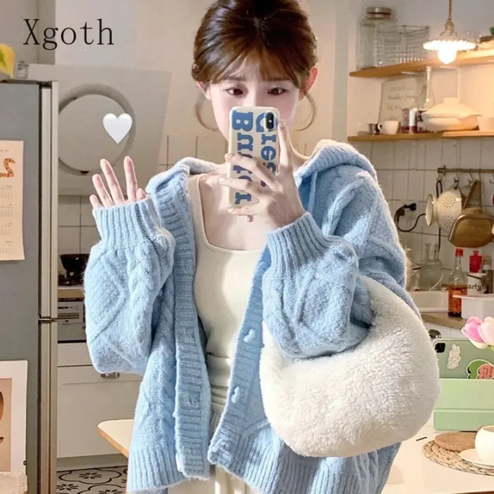 Spring%20and%20Autumn%20Horn-button%20Hooded%20Knit%20Sweater%20Coat%20Women%20Loose%20Outside%20Crop%20Top%20Gentle%20Soft%20Preppy%20Style%20White%20Cardigan%20-%20Image%204
