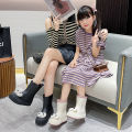 Parent-child rain boots women's fashion big eye rain boots medium tube thick-soled waterproof children's corset mouth shoes.