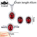 Carat Women Rhinestone Inlaid Oval Pendant Necklace Earrings Open Ring Jewelry Set. 